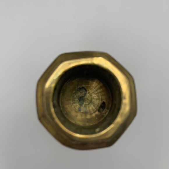Vtg Octagon Base Solid Brass RIH Candlestick Holder Taper Candle Accent Decor 8" - Picture 6 of 7